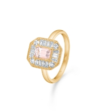 Billede af Mads Z "Monaco" ring 14 kt. guld m. pink morganit og brillanter (str. 56)
