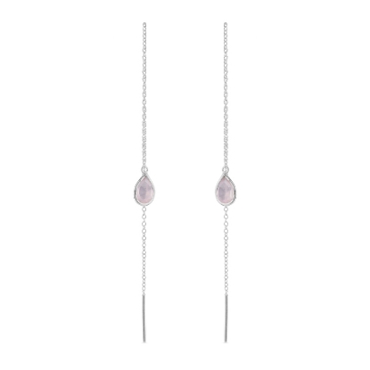Billede af Susanne Friis Bjørner Ørekæde sølv mini dråbe facet lyserød krystal