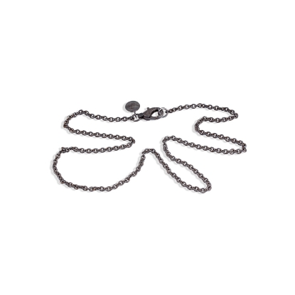 Billede af By Birdie Nottingham halskæde sort rhodineret sølv 70cm 