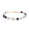 Billede af Mads Z "Treasure" armbånd 14kt. guld m. lapis, aquamarin og perle (18,5-20,5cm)
