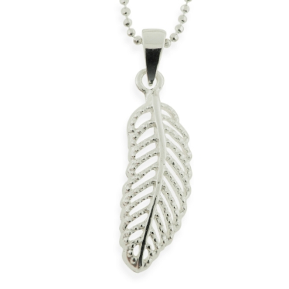Billede af By Pind halskæde sølv med fjer 23mm (45 cm)