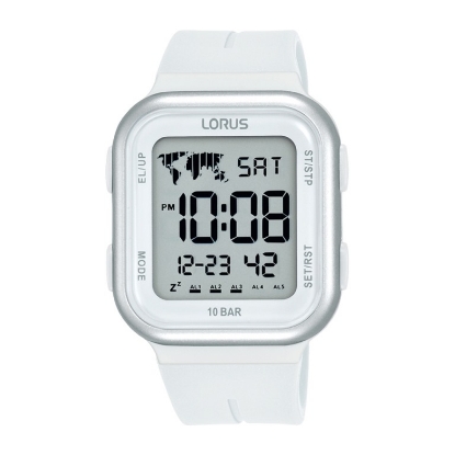 Billede af Lorus Sports ur digital plastik hvid silikone 10bar 38mm