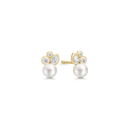 Billede af Julie Sandlau Tasha øreringe forgyldt sølv m. ferskvandsperler + cz