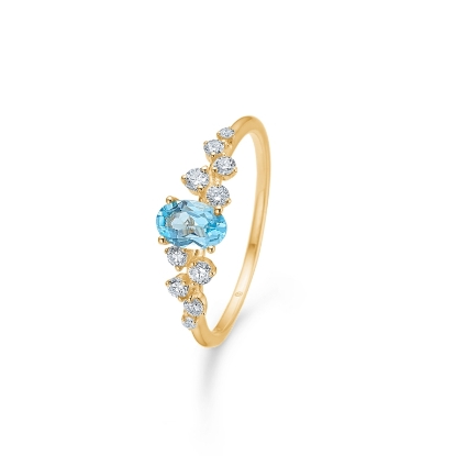 Billede af Mads Z "Leonora" ring 14 kt. guld m. topas + brillanter (str. 50-60)