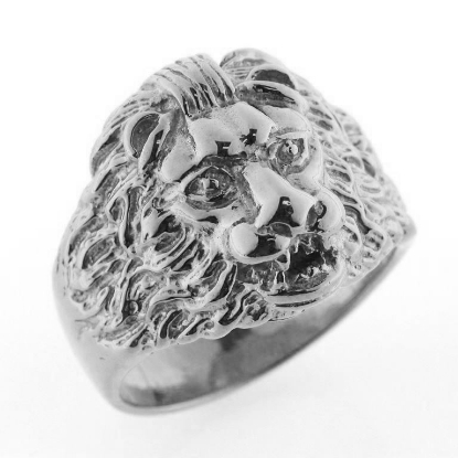 Billede af Herrering med løvehoved (massiv lukket i bund) 14 kt. hvg.