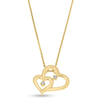 Billede af Vedhæng dobbelt hjerte i forgyldt sølv m. zirkoniasten