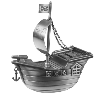 Billede af Nordahl Andersen sparebøsse fortinnet Sørøverskib 