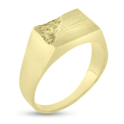 Billede af Herrering med råt hjørne i forgyldt sølv