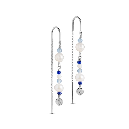 Billede af ENAMEL Copenhagen Sofia Marine øreringe sølv m. cz og fvp