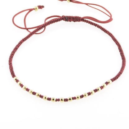 Billede af Classic by Pind Colorful ,knyttet armbånd vinrød med sølvfg. kugler 