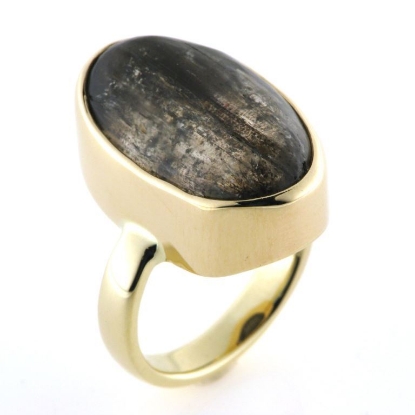 Billede af Ring fattet med natur sl. sten, 14 kt.