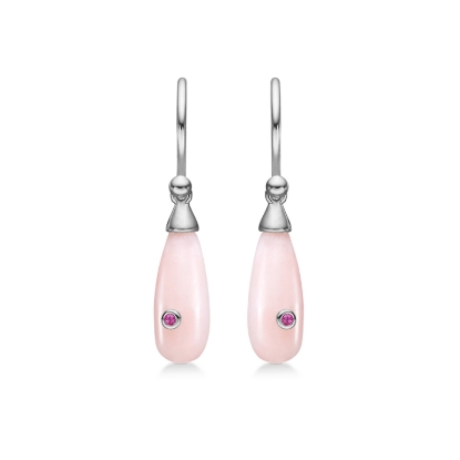Billede af Mads Z "Precious Drops" øreringe sølv m. pink opal + rubin