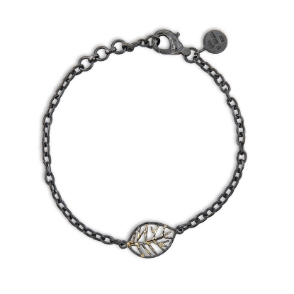 Billede af By Birdie Beech Autumn armbånd sort rhodineret sølv m. 18 kt.