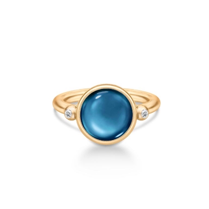 Billede af Julie Sandlau Prime Sapphire Blue ring forgyldt sølv safirblå krystal cz str. 48