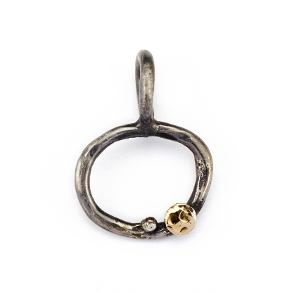 Billede af By Birdie Comet Circle vedhæng sort rhodineret sølv m.14kt