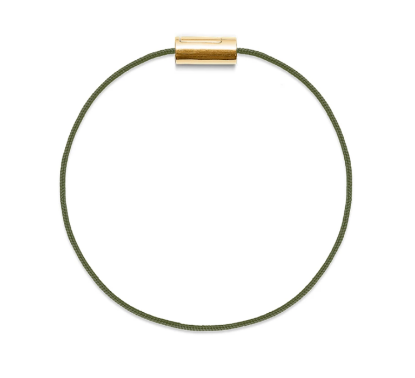 Billede af Mads Z Black Sun armbånd, mørkegrøn nylon m. 14 kt. guldlås