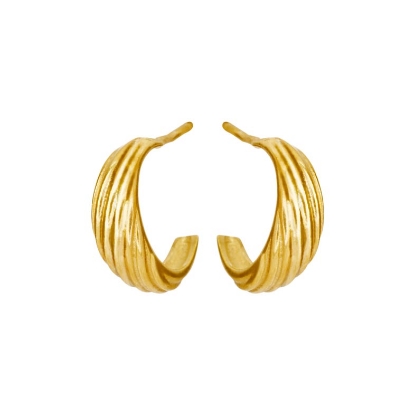 Billede af Susanne Friis Bjørner Creol sølv forgyldt blank bølget tekstur