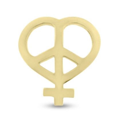 Billede af Vedhæng, hjerte, fredstegn (peace tegn) og pigetegn i guld