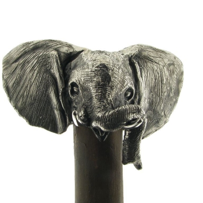 Billede af Elefant håndtag til træstok, massivt sølv