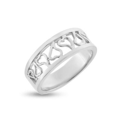 Billede af Ring med hjerter 14 kt. hvg.