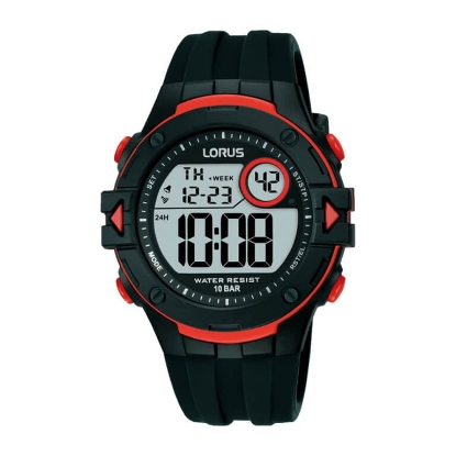 Billede af Lorus Sports herreur digital plastik sort silikone 10bar 40mm