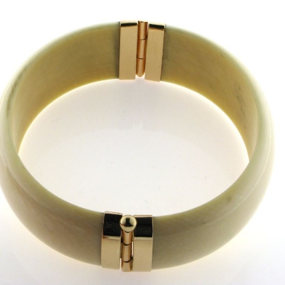 Billede af Armring elfenben med fatninger, 14 kt.