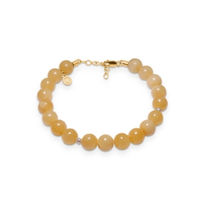 Billede af Studio Z "Genuine" armbånd forgyldt sølv m. gul jade (8 mm) (18-20 cm)