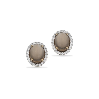 Billede af Øreringe roset smokey quartz/cubic zir. 8 kt.