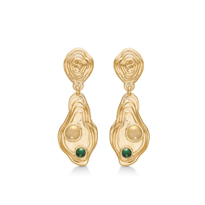 Billede af *Studio Z "Shell" øreringe forgyldt sølv m. cz