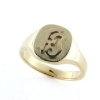 Billede af Herrering massiv lukket bund, plade antik facon, udsavet monogram 14 kt.