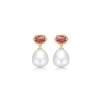 Billede af Mads Z "Pearl Delight" øreringe 14 kt. guld m. kulturperle + pink turmalin