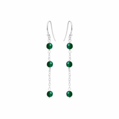 Billede af Susanne Friis Bjørner øreringe sølv m. facetsleben grøn agat