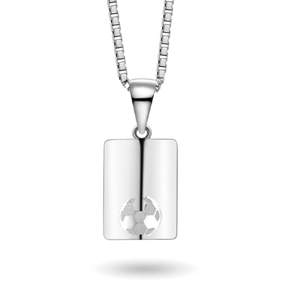 Billede af Pia & Per halskæde sølv ID-plade m. fodbold 34/37 cm.