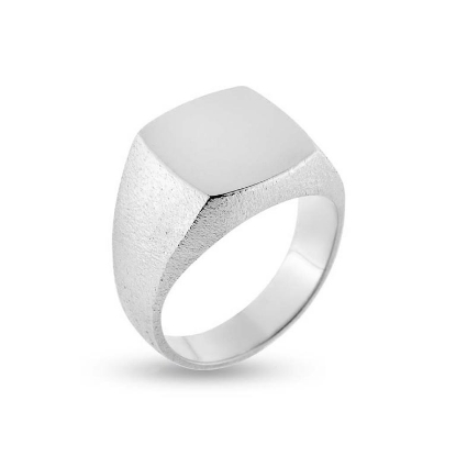 Billede af Herrering massiv lukket bund, plade 14*15 mm. 925s.