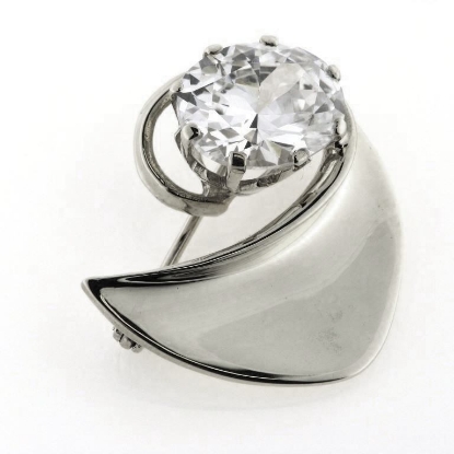 Billede af Broche, oval syn. sten, 12*10 mm. 925s.