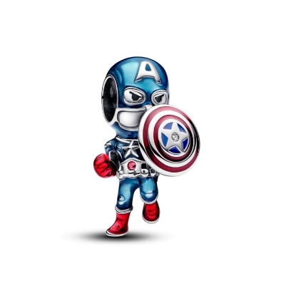 Billede af Pandora MARVEL The Avengers Captain America charm sølv m. emalje
