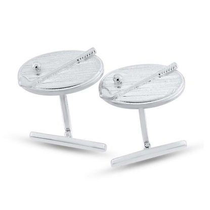 Billede af Manchetknapper ovale med golf i sølv