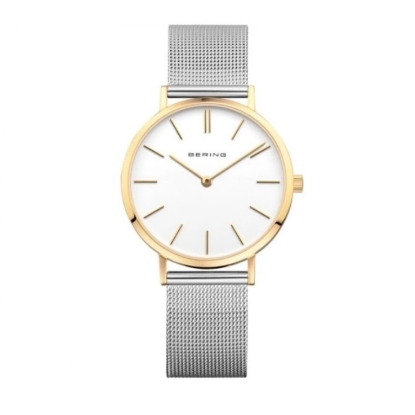 Billede af Bering Classic dameur stål meshlænke hvid skive safirglas