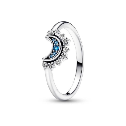 Billede af Pandora Kosmisk Blå Funklende Måne ring sølv m. cz (str. 48-60)