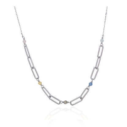 Billede af *WiOGA Viola halskæde sølv med halvædelsten (38+5cm)