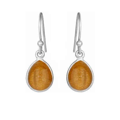 Billede af Susanne Friis Bjørner Ørering sølv dråbe med calcedon gylden månesten