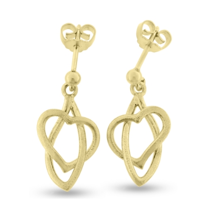 Billede af Ørehængere "Hugging Heart" 14 karat guld 