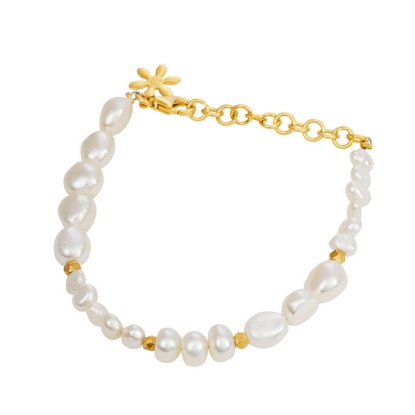 Billede af Susanne Friis Bjørner Armbånd sølv forgyldt med miks af ferskvandsperler