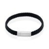 Billede af Men by Pind armbånd  sort læder mat stål lås 22cm