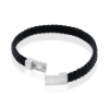 Billede af Men by Pind armbånd  sort læder mat stål lås 22cm