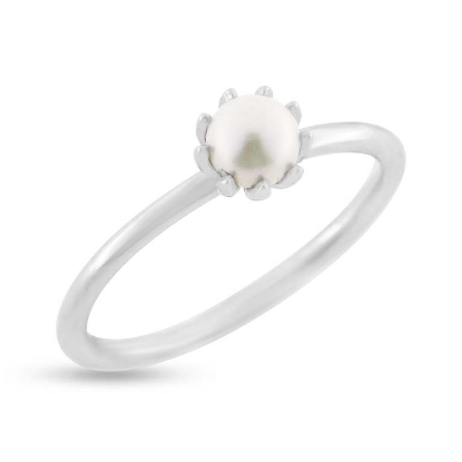 Billede af By Pind ring sølv rhodineret med ferskvandsperle