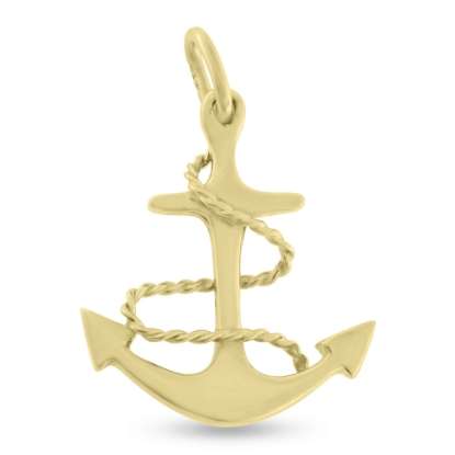 Billede af Vedhæng anker med ankertov guld