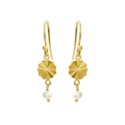 Billede af Susanne Friis Bjørner øreringe m. ferskvandsperler forgyldt sølv