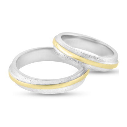 Billede af Vielses & Forl. ringe 925 s. + 14 kt.