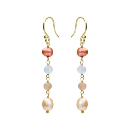 Billede af Susanne Friis Bjørner øreringe perler og sten forgyldt sølv m. fvp